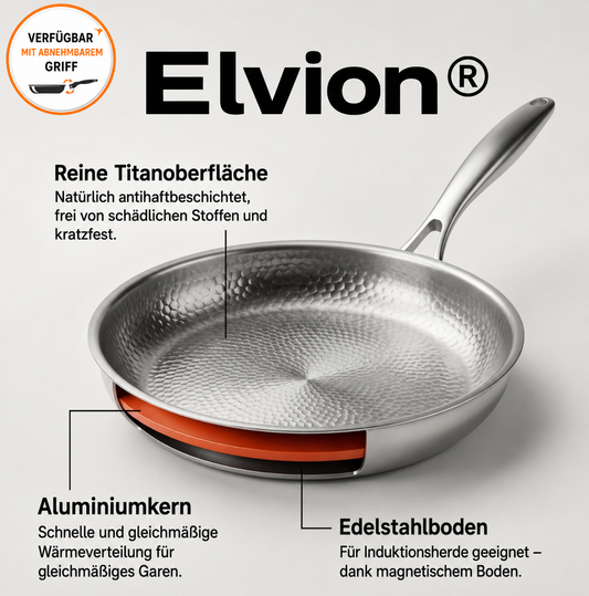Elvion™ – Hochwertige deutsche Antihaft-Bratpfanne aus Titanlegierung