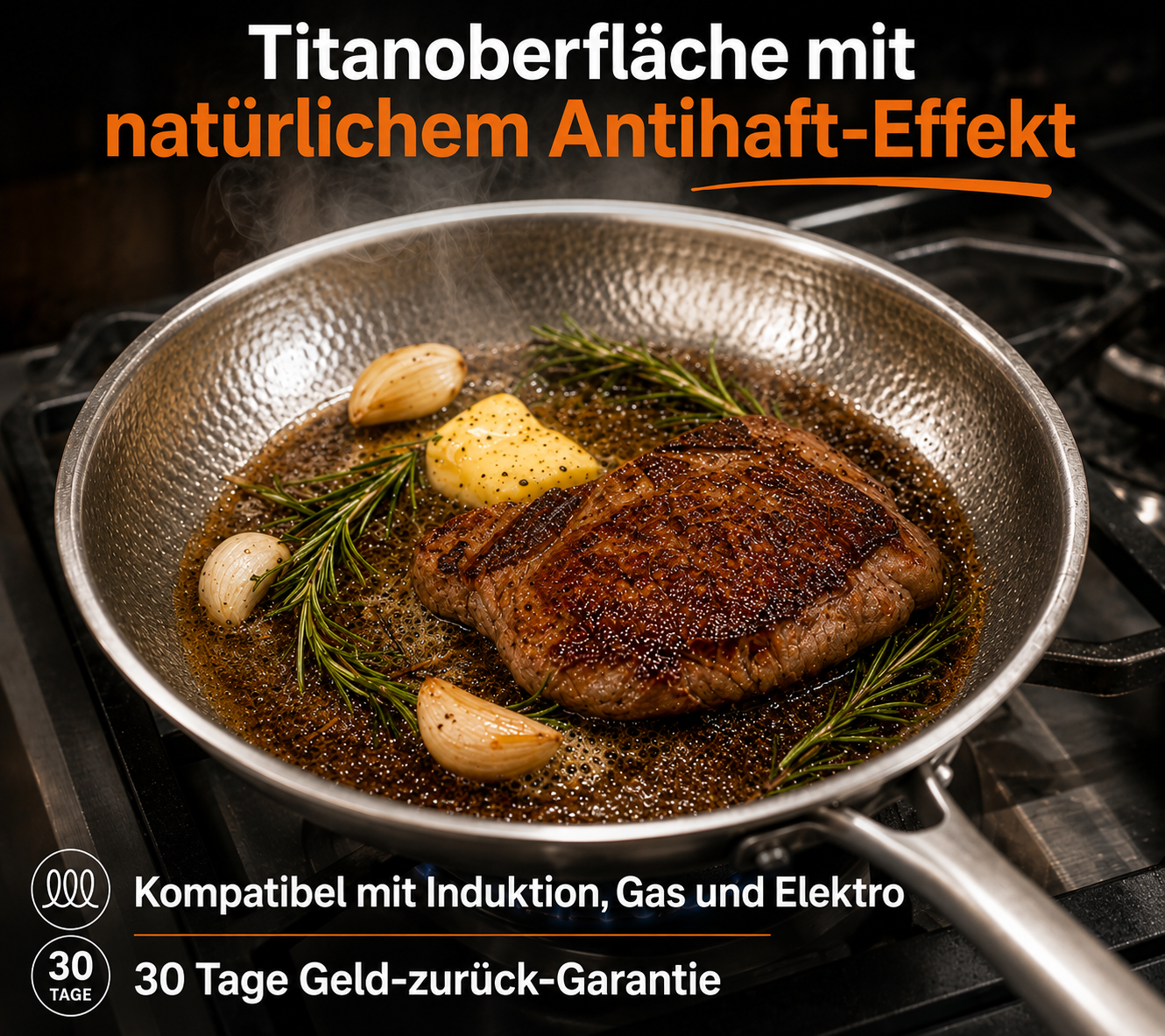 Elvion™ – Hochwertige deutsche Antihaft-Bratpfanne aus Titanlegierung