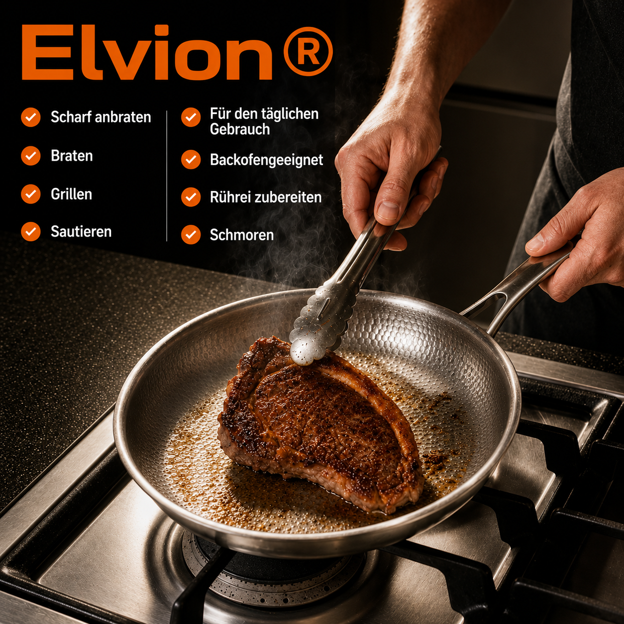 Elvion™ – Hochwertige deutsche Antihaft-Bratpfanne aus Titanlegierung