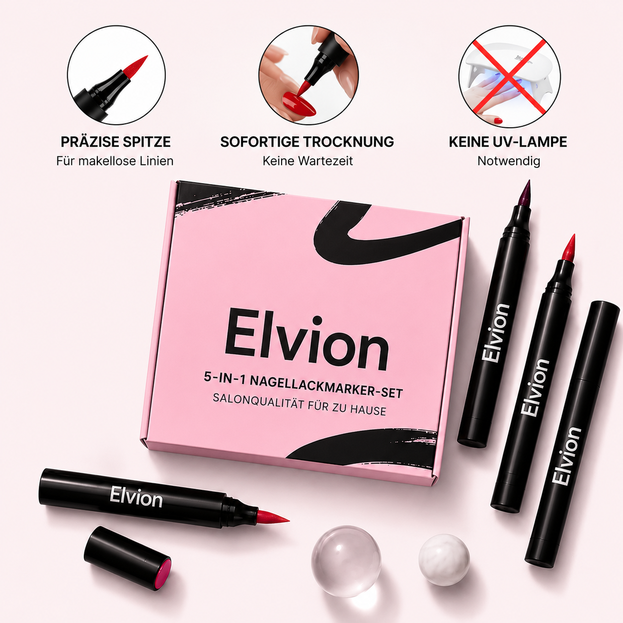 5 Nagellackstifte ohne UV-Lampe | Elvion